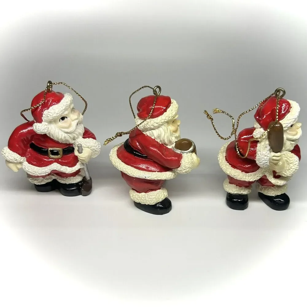 3ct Sports Santa Claus Holiday Figure Christmas Tree Ornament Golf Bat Football